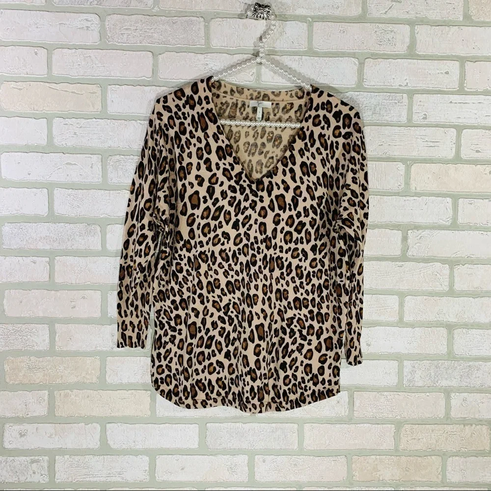 Joie Bold Leopard Print Chyanne Sweater Size S